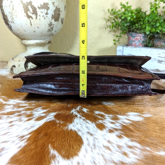 Eel Skin Vintage Brown Crossbody Clutch Bag Purse 1980's - Picture 4 of 8